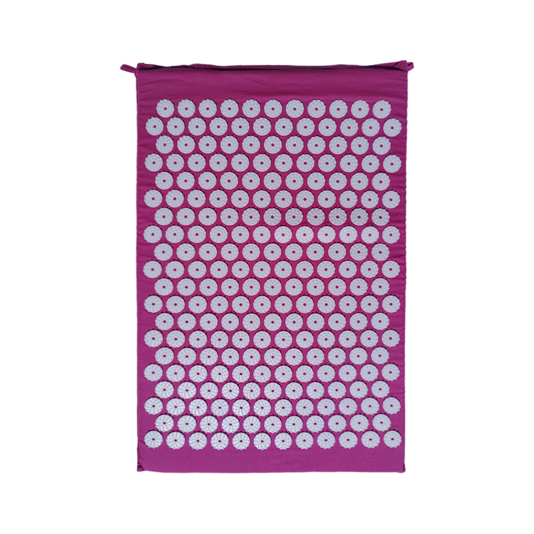 Purple acupuncture yoga mat with pressure point stimulation for relaxation and pain relief. Perfect for yoga, fitness, and massage therapy.