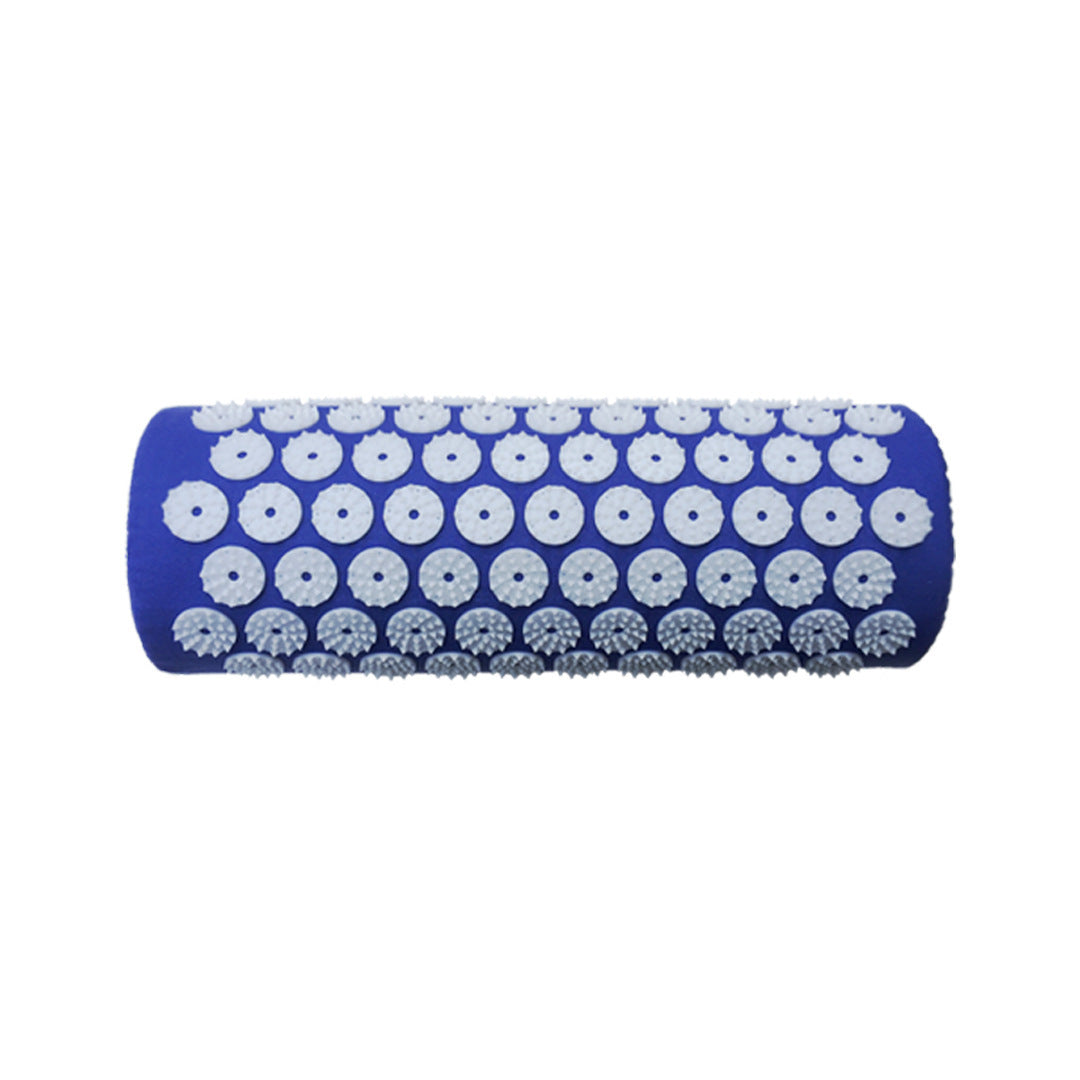 Blue acupuncture pillow designed for neck and head relaxation with pressure point stimulation. Great for yoga, massage, and stress relief.