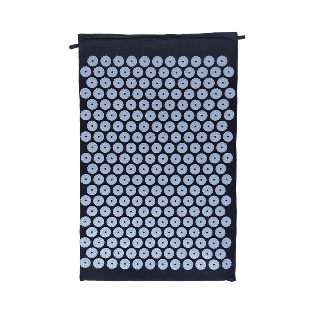 Black acupuncture yoga mat designed for muscle relaxation and stress relief. Ideal for fitness, massage, and sports recovery.