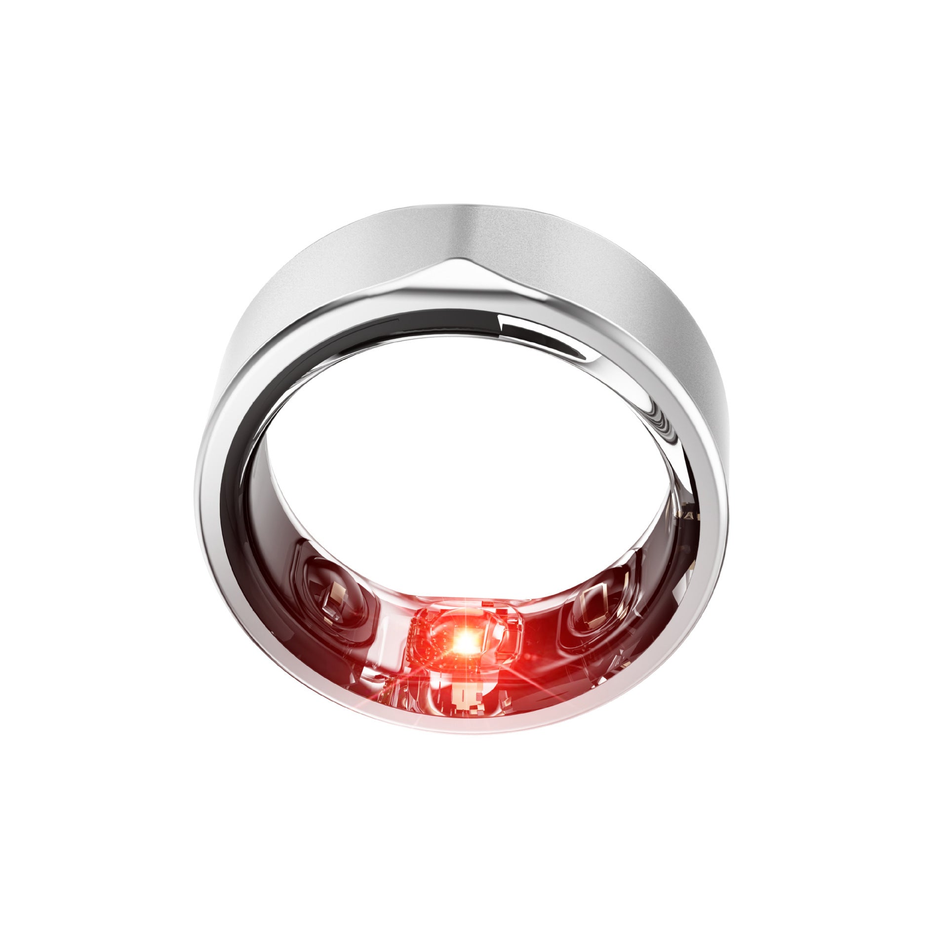 2301A Smart Health Ring with red LED sensor for heart rate and sleep tracking, featuring a sleek, durable design for continuous health monitoring.